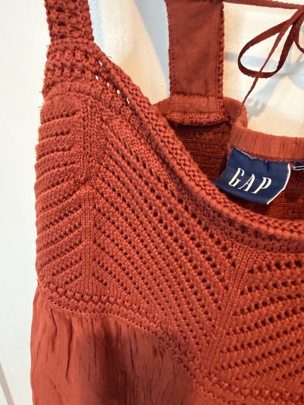 GAP Rust Crochet-Top Midi Dress - Picture 3 of 4